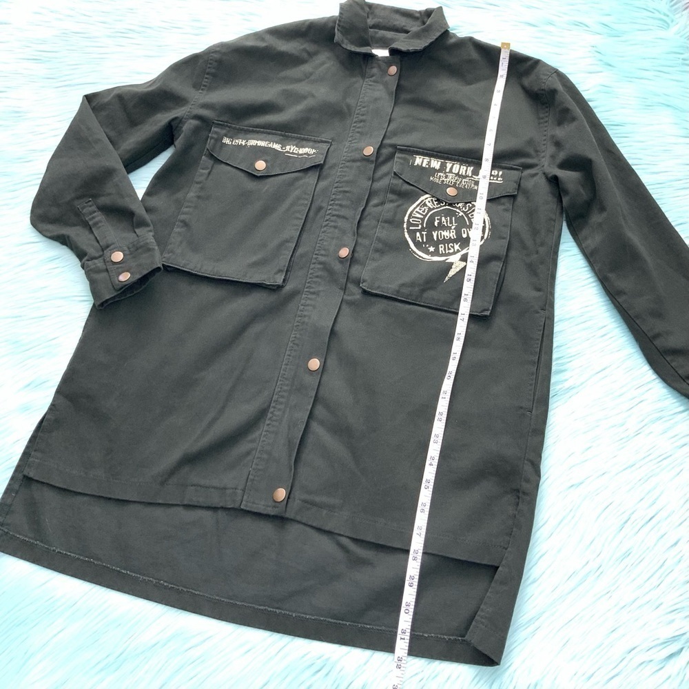 Forever 21 Long Olive Green Heavyweight Shirt - Picture 3 of 7